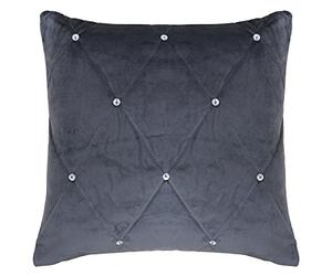 Riva Paoletti New Diamante Cushion Cover - Pewter Grey - Diamante Crystal Sequins - Quilted Geometric Design - Hidden Zip Closure - 100% Polyester - 45 X 45cm (18" X 18" Inches) - Designed In The UK