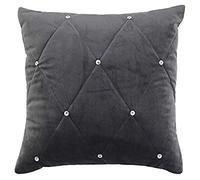Riva Paoletti New Feather Filled Cushion Grey-Diamante Crystal Sequins-Quilted Geometric Design-Hidden Zip Closure-100% Polyester-45 x 45cm (18" x 18" inches), Polyester, Pewter, 45 x 45cm
