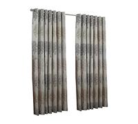 Paoletti Oakdale Tree Motif Ringtop Eyelet Curtains (Pair) Polyester Silver (229X137Cm), Silver