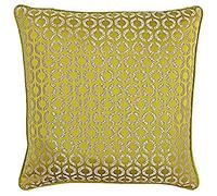Riva Paoletti Piccadilly Cushion Cover - Gold and Silver Geometric Circle Front - Purple Geometric Reverse - Jacquard Weave - Piped Edges - 100% Polyester - 50 x 50cm (20" x 20" inches)