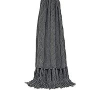 Riva Paoletti Santana Throw - Graphite Grey - Cable Knit Fabric - Fringed Edges - Heavyweight - 100% Polyester - 127 x 152cm (50" x 60" inches) - Designed in the UK