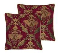 Riva Paoletti Shiraz Polyester Filled Cushions (Twin Pack), Polyester, Burgundy, 45 x 45cm