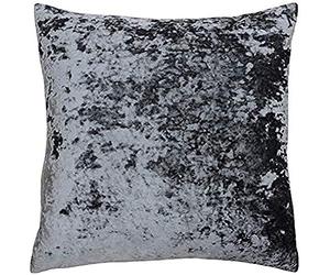Riva Paoletti Verona Feather Filled Cushion Square - Pewter Grey - Velvet Feel - Crushed Velvet Look - Hidden Zip Design - 100% Polyester Case - 55 x 55cm (22" x 22" inches) - Designed in the UK