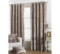 Riva Paoletti Verona Ringtop Eyelet Curtains (Pair) - Oyster Beige - Velvet Feel - Crushed Velvet Look 100% Polyester - 229cm width x 137cm drop (90" x 54" inches) - Designed in the UK