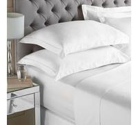 Riva Paoletti Double Quality Fitted Sheet Optic White 200 Thread Count Elasticated Corners 100% Plain Cotton Percale Machine Washable 137 x 190 x 30cm (54" x 75" x 12")