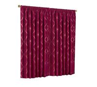 Riva Paoletti Winchester Pencil Pleat Curtains (Pair) - Raspberry Red - Traditional Diamond Jacquard - Tiebacks Included - Polyester - 66" x 72" (168 x 183cm)