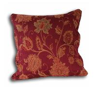 Riva Paoletti Zurich Cushion Cover - Burgundy Red - Decorative Floral Jacquard Design - Piped Edges - Reversible - 100% Polyester - 55 x 55cm (22" x 22" inches) - Designed in the UK