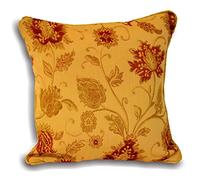 Riva Paoletti Zurich Cushion Cover - Decorative Floral Jacquard Design - Piped Edges - Reversible - 100% Polyester - 45 x 45cm (18" x 18" inches) - Designed in the UK - Gold Yellow