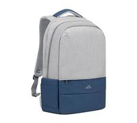 RIVACASE 7567 Laptop Backpack 17.3 Inch - USB Charging Port and Anti-Theft Protection - Water-Repellent Notebook Backpack - City Travel Backpack - Daypack for Men and Women (Grey/Dark Blue)