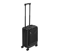 Rivacase ECO Hard Shell Suitcase with Front Pocket, Lightweight Trolley Travel Suitcase, Hand Luggage with 4 Wheels, Black 28L, Handgepäck 20 Zoll