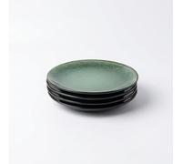 Rivah Green Reactive Glaze Side Plates Set of 4 | 20cm | Dishwasher Microwave Safe | Nordic Artisan Tableware | Scandi Home
