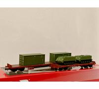 Rivarossi HR6612 FS, 2-unit pack 4-axle flat wagons Rgs + Rgmms, loaded with two 20' containers + two military vehicles M113, ep. IV-V, Wagon rolling stock