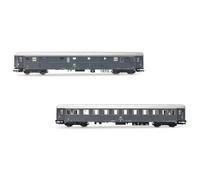 Rivarossi HR4366 FS, 2-unit pack, Dz 83000 luggage van for bicycles transport + Type 1946 Bz 33010 2nd class, grey livery, ep. IVb, Coach rolling stock