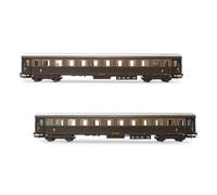 Rivarossi HR4367 FS, 2-unit pack Bz 33010 Type 1946 2nd class, one with ristoro compartment, castano/isabella livery, ep. IIIb, Coach rolling stock