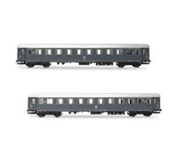 Rivarossi HR4368 FS, 2-unit pack Bz 33010 Type 1946 2nd class, one with ristoro compartment, FS markings, grey livery, ep. IVa, Coach rolling stock