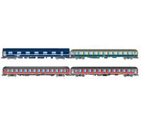 Rivarossi HR4374 FS/DB/NS, 4-unit pack 1 "Italien-Holland-Express, NS WLABm MU TEN, DB Bcm 243 blue-beige, FS UIC-X 2nd cl. red-grey + FS UIC-X '68 couchette red-grey, ep. V Passenger Coaches
