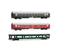 Rivarossi HR4418 DR, 3-unit pack, car sleeper train Berlin - Lörrach, Bc, WLAB and DDm, green and red, ep. IV Railway 3x Coaches