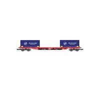 Rivarossi HR6558 D-DB, 4-axle container wagon Rglns, red, with 2 x 20' coil container "Rheinkraft", ep. VI, Wagon rolling stock