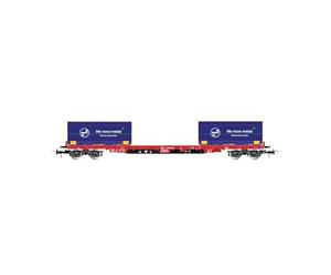 Rivarossi HR6558 D-DB, 4-axle container wagon Rglns, red, with 2 x 20' coil container "Rheinkraft", ep. VI, Wagon rolling stock