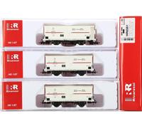 Rivarossi Hr6561 Set 3 wagons Hgb with wooden slatted body, one with guardhouse.