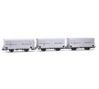 Rivarossi HR6605 FS 3-unit pack refrigerated wagons Hgb 2-axles 2 without brakemans cab 1 with silver red stripe ep Rolling Stock - Wagons