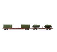 Rivarossi HR6612 FS, 2-unit pack 4-axle flat wagons Rgs + Rgmms, loaded with two 20' containers + two military vehicles M113, ep. IV-V, Wagon rolling stock