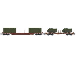 Rivarossi HR6612 Set 2 Tanks Flatbed FS With Container 20’ Military & 2 Armored