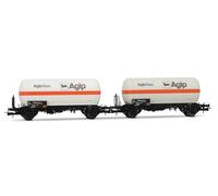 Rivarossi HR6620 FS, 2-unit pack 2-axle gas tank wagons, white with orange stripe, Agipgas, ep. IV Rolling Stock - Wagons