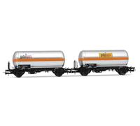 Rivarossi HR6621 FS, 2-unit pack 2-axle gas tank wagons, silver with orange stripe, "Pibigas", ep. IVa Rolling Stock - Wagons