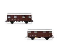 Rivarossi HR6645 FS, 2-unit pack Gs wagons (walls made from wooden planks), one with red rear lights, ep. IV, Wagon rolling stock