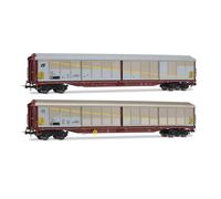 Rivarossi HR6673 FS, 2-unit pack Habils closed wagons, silver/brown livery, inclined + rounded FS logo, ep. V for adults, 14+ years, model railway collectors