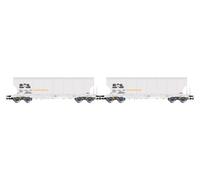 Rivarossi HR6675 ATIR-RAIL, HO Gauge Rolling Stock | 2-unit pack 4-axle round-sided silo wagons, grey livery livery, Epoch VI, 1:87 Scale, Model Railway for Collectors