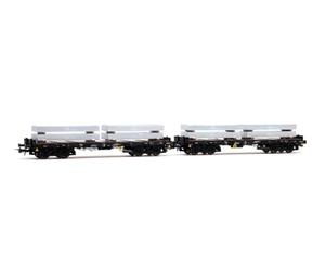 Rivarossi HR6701 DB, 2-unit pack 4-axle flat wagons Rmms, black livery, loaded with aluminum blocks, ep. IV, Railway Rolling Stock Wagons, for ages A14+