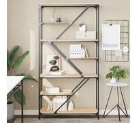 rivas wooden bookshelf in sonoma oak with steel frame