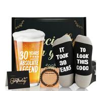 Rivasen 30th Birthday Gifts for Men Personalised Beer Glass Set, Mens Gift Set for Him Funny Unusual Presents for Men Christmas Father Day Gift, Ideas Gifts for Son, Dad, Boyfriend, Brother, Friend