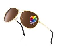 RivaSol Polarised Sunglasses Mens Womens Unisex Gold Frame Brown Tint UV400 with Faux Leather Case Ideal for Beach Holidays Festivals Driving and Sport