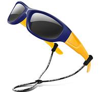 RIVBOS Kids Sunglasses Polarized Rubber UV Protection with Glasses Strap for Boys Girls Baby and Children Age 3-10 RBK037