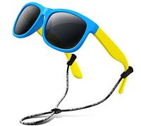 RIVBOS Kids Sunglasses Polarized Rubber UV400 Protection with Glasses Strap for Boys Girls Toddler and Children Age 3-10 RBK023-1