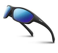 RIVBOS Mens Polarized Sunglasses TR90 Unbreakable Frame RB831, 32-Black Ice Blue Lens, M, 32-black Ice Blue Lens, M