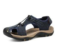 Rivccku Men's Hiking Leather Sandals Closed Toe Water Shoes For Summer Athletic Outdoor Walking Sports Trail River Fishing