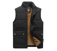 Rivccku Men's Outerwear Gilets Winter Fleece Lined Body Warmer Sleeveless Jacket Outdoor Work Gilets with 3 Pockets