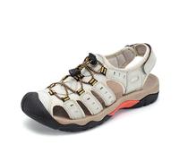 Rivccku Men's Sport Sandals Hiking Closed Toe Lightweight Leather Athletic Trail Walking Casual Sandals Water Shoes