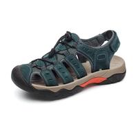 Rivccku Men's Sport Sandals Hiking Closed Toe Lightweight Leather Athletic Trail Walking Casual Sandals Water Shoes