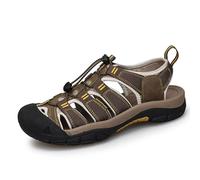 Rivccku Men's Sport Sandals Hiking Closed Toe Lightweight Leather Athletic Trail Walking Casual Sandals Water Shoes