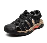 Rivccku Men's Sport Sandals Hiking Closed Toe Lightweight Leather Athletic Trail Walking Casual Sandals Water Shoes