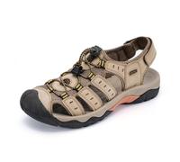 Rivccku Men's Sport Sandals Hiking Closed Toe Lightweight Leather Athletic Trail Walking Casual Sandals Water Shoes