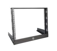RIVECO 8U Desktop Rack for Network & Audio, 19 Inch 2 Post Open Frame Cabinet with Reinforced Beam, Free Standing Tabletop Racks for IT Server Music Recording Studio AV Equipment