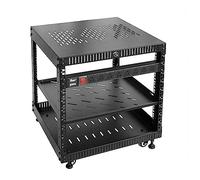 RIVECO 9U Network Rack with Wheels for Server, Stereo Open Frame Cabinet with Vented Top & Bottom Covers, Round Holes Posts Square Holes Posts Available…
