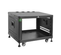 RIVECO POMU 6U Stereo & Studio Rack with Caster Wheels, Rolling Network Cabinet, Open Frame Audio Rack for 19 inches Video Music Recording & IT Equipment, Obtuse Angel, Lifting Handle