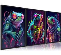 Riveda Video Game Decor: 3 Cyberpunk Frog Posters (No Frames, 16"x24" Each) for Bedroom & Playroom Gaming Wall Art